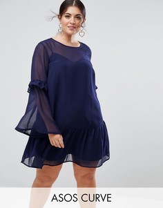 Свободное платье ASOS CURVE Easy - Темно-синий