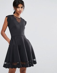 Платье с сетчатыми вставками и фактурной отделкой Ted Baker - Черный