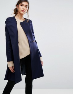 Шерстяное асимметричное пальто Ted Baker - Темно-синий