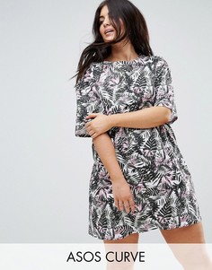 Платье-футболка с цветочным принтом ASOS CURVE - Мульти