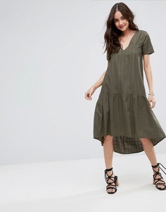 Фактурное платье-футболка миди свободного кроя ASOS - Зеленый
