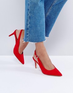 Красные туфли на низком каблуке с ремешком через пятку New Look - Красный