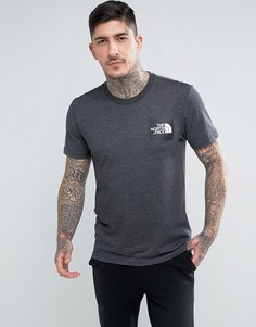 Темно-серая меланжевая футболка с квадратным логотипом The North Face - Серый