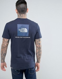 Темно-синяя футболка с логотипом в синем квадрате The North Face - Темно-синий