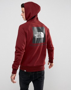 Бордовый худи с рукавами реглан и логотипом в красном квадрате The North Face - Красный