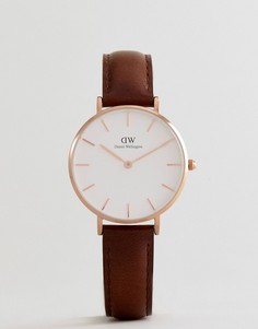 Часы с диаметром циферблата 32 мм и коричневым кожаным ремешком Daniel Wellington DW00100171 Petite Bristol - Коричневый