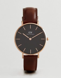 Часы с коричневым кожаным ремешком 32 мм Daniel Wellington DW00100165 - Коричневый