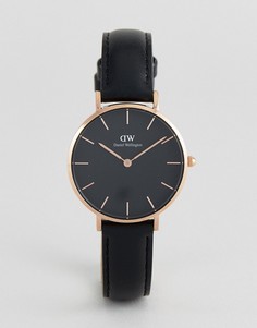 Часы 32 мм с черным кожаным ремешком Daniel Wellington DW00100168 Petite Sheffield - Черный