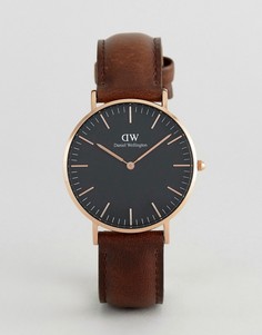 Классические часы 36 мм с коричневым кожаным ремешком Daniel Wellington DW00100137 Bristol - Коричневый