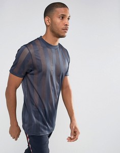 Темно-синяя длинная сетчатая футболка ASOS - Темно-синий