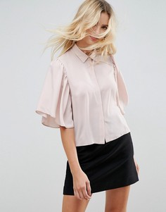 Укороченная блузка с рукавами клеш ASOS - Розовый