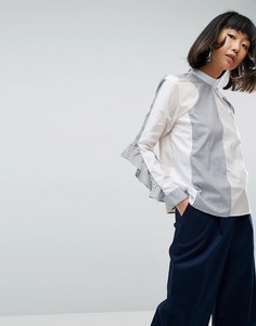 Рубашка в полоску с длинными рукавами и оборками ASOS WHITE - Мульти