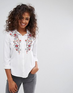 Рубашка с цветочной вышивкой Esprit - Белый