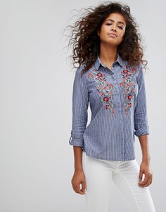 Рубашка с цветочной вышивкой Esprit - Синий