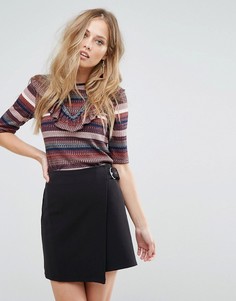 Топ в полоску с оборкой на шее Vero Moda - Розовый