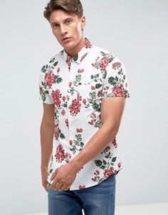 Рубашка с короткими рукавами и тропическим принтом Threadbare - Белый
