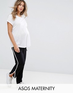 Легкие джоггеры с закругленным краем и контрастной окантовкой ASOS MATERNITY - Черный