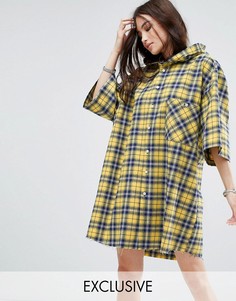 Платье-рубашка в клетку с капюшоном Reclaimed Vintage Inspired - Желтый