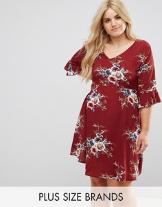 Короткое приталенное платье с оборкой по краю Boohoo Plus - Красный