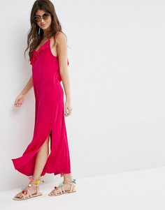 Платье макси с асимметричными оборками ASOS - Розовый