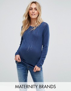 Вязаный джемпер с длинными рукавами Mamalicious - Темно-синий Mama.Licious