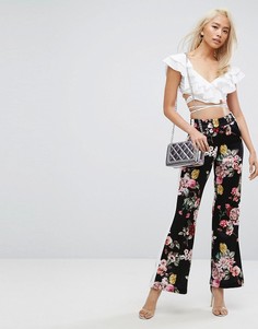 Спортивные брюки в стиле ретро с цветочным принтом и полосой сбоку Arrive - Мульти