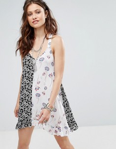 Платье с комбинированным принтом Free People - Черный