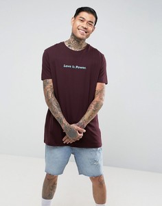 Длинная футболка с принтом Love Is Power ASOS - Красный