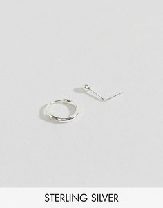 Серебряные кольцо и гвоздик для носа ASOS - Серебряный