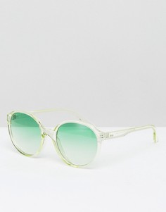 Круглые солнцезащитные очки в прозрачной оправе с зелеными стеклами ASOS - Очистить