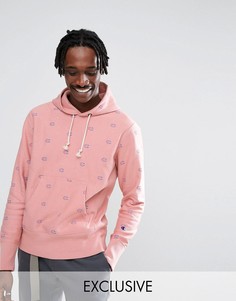 Розовый худи со сплошным принтом логотипа Champion эксклюзивно для ASOS - Розовый