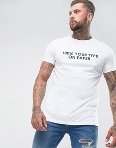 Длинная футболка с принтом 100% Your Type On Paper ASOS - Белый