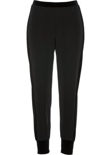 Брюки с бархатными вставками, без застежки (черный) Bonprix