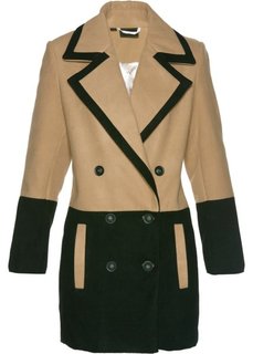 Короткое пальто из искусственной шерсти (черный/капучино) Bonprix