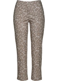 Стрейтчевые брюки длины 7/8 со звездным принтом (серо-коричневый/белый с рисунком) Bonprix