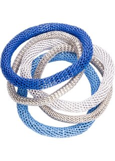 Набор браслетов (5 изд.) (синий + серебристый + белый) Bonprix