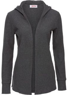 Кардиган с капюшоном и длинным рукавом (антрацитовый меланж) Bonprix