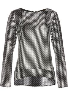 Блузка класса Премиум на молнии (черный/белый с рисунком) Bonprix