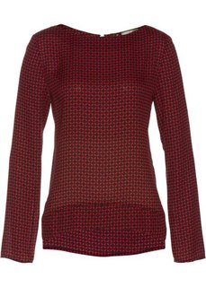 Блузка класса Премиум на молнии (черный/темно-красный с рисунком) Bonprix