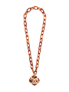 Tortoiseshell CC Plate Necklace Chanel Vintage