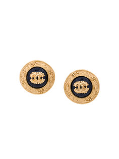 Design Edge Round CC Earrings Chanel Vintage