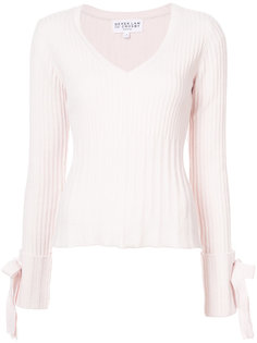 V-Neck Sweater with Tie Sleeve Detail Derek Lam 10 Crosby