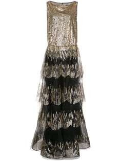 sequin tiered gown Oscar de la Renta