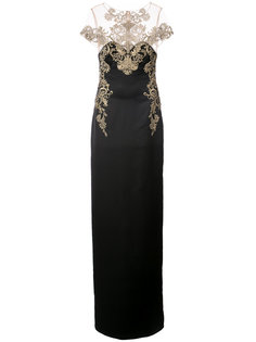 lace detail long dress Marchesa Notte