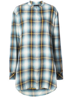 plaid collarless shirt Baja East