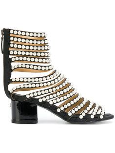 faux pearl embellished cage sandals Chanel Vintage
