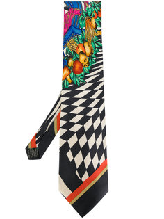 checkered fruit print tie Versace Vintage