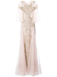 embellished puff sleeve dress Marchesa