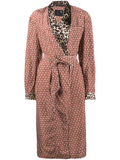 Contrast print smoking robe R13