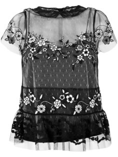 полупрозрачная блузка с кружевной вставкой  Red Valentino